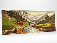 Gavarnie - Le Cirque et le Gave [ Vue panoramique géante en couleurs format 56 x 22 cm ]