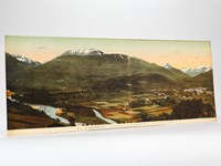 Argelès-Gazost. Fond du Lavedan et coupures de Cauterets, Arrens ; vue prise des hauteurs de Silhen (C.C. 44) [ Vue panoramique géante en couleurs format 56 x 22,5 cm ]