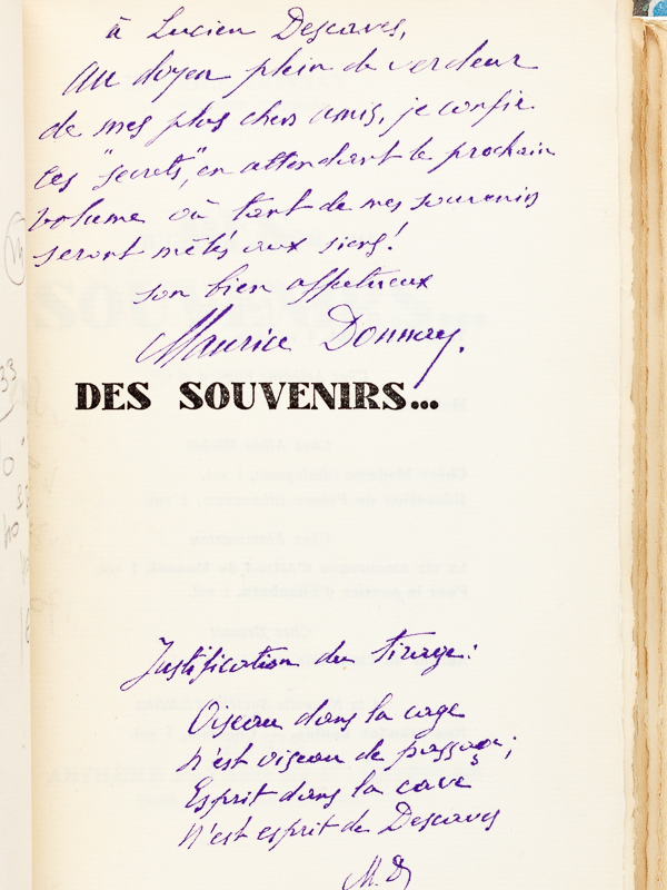 photo n°9 : Des Souvenirs... [ Livre dédicacé par l'auteur à Lucien Descaves ]