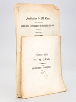 Institution de M. Gasc. Règlement général 1822 [ On joint : ] Institution de M. Gasc, rue du Rocher, 29, Exercices littéraires-dramatiques de 1839. Samedi 6 avril. Programme