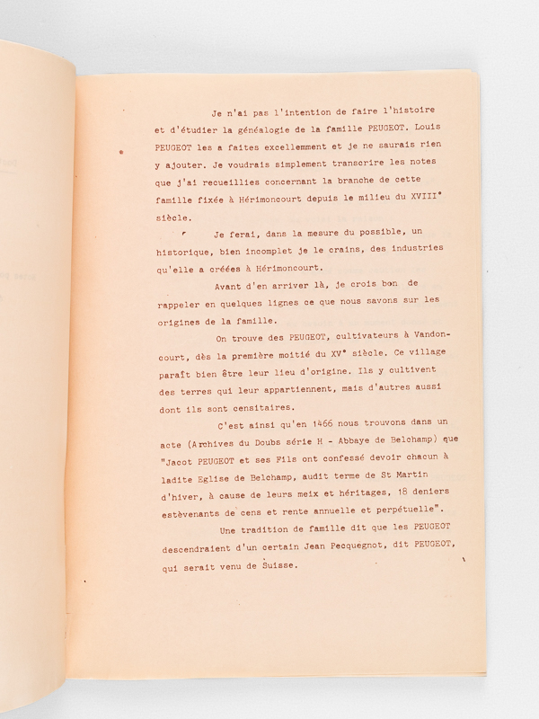 photo n°2 : Notes pour servir à l'histoire des Usines Peugeot.