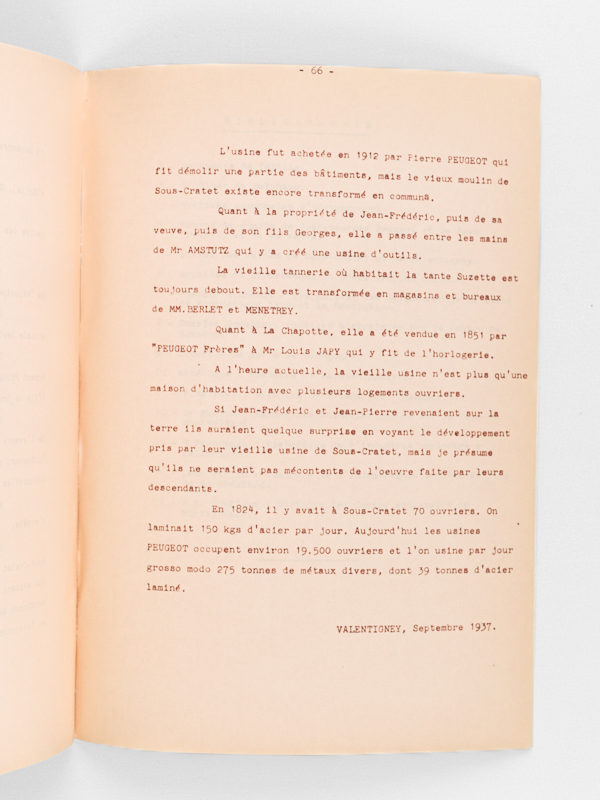photo n°5 : Notes pour servir à l'histoire des Usines Peugeot.