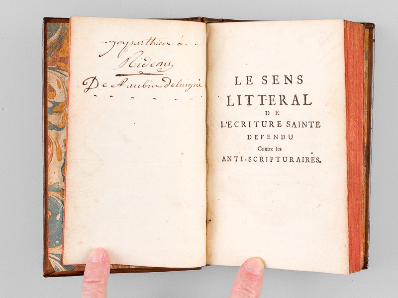 photo n°8 : Le sens littéral de l'Ecriture Sainte, défendu Contre les principales Objections des Anti-scripturaires Et des  Incrédules Modernes. Traduit de l'Anglois de Mr. Stackhouse avec une Dissertation du Traducteur sur les Démoniaques