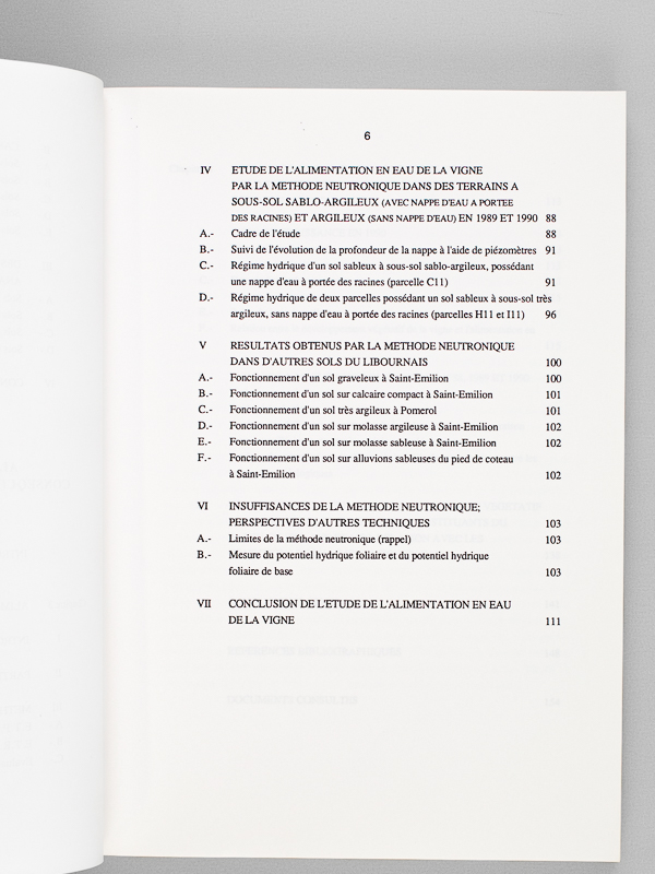 photo n°5 : Le Vignoble de Saint-Emilion : Répartition des Sols et Fonctionnement hydrique ; incidences sur le comportement de la vigne et la maturation du raisin. Thèse pour le doctorat de l'Université de Bordeaux II Mention oenologie - Amp&eacu