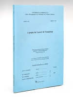 A propos du Lazaret de Trompeloup. Thèse pour le Doctorat d'Etat en Médecine présentée et soutenue publiquement le mardi 20 décembre 1983