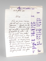 [ 3 lettres autographes en provençal signées ] 1 L.A.S. de 3 pages datée du '14 de febrié 1912 : 'Bel ami, N'ai pas pouseu t'escrieure plus-leù mai moum cor t'avié gramacia. Quinto joio dins l'oustau ! Podes cr&eg