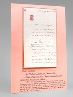 [ Lettre autographes signée : ] 1 L.A.S. de 2 pages, datée d'Abbeville, le 7 avril 1888 : [ Lettre adressée à un confrère, il lui transmets l'adresse de M. Dergny à Grandcourt par Londinière, et s'inqui&egr