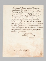 [ Pièce autographe signée : ] 1 P.A.S. d'une page, datée de Paris, 3 Pluviôse An 7 : 'Je soussigné Jacques Antoine Dulaure, représentans du Peuple, membre du Conseil des Cinq Cents, déclare que je n'ai &eacu