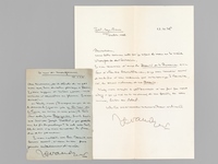 [ 2 lettres autographes signées : ] 1 L.A.S. datée du 12 janvier 1926, adressée à l'artiste Roger Grillon : [ il regrette de ne pas l'avoir croisé à Paris et continue : ] 'Voulez-vous (Daragnès me prie de v
