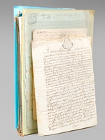 Lot d'archives privées du Lot-et-Garonne : 30 actes et documents manuscrits divers relatifs aux familles Descayrac, Baboulenne, Périssé et Caillau, dont : lettre ms. datée de Bourdeaux, le 19 août 1669, avec petit cachet