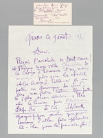 Lettre autographe signée de 2 pages, datée de Gisors le 9 août 1930 : 'Ami, Reçois l'accolade de tout coeur et puisque nous voilà Chevaliers de la Croix d'Honneur il ne nous manque plus que le cheval et la Croix. Celle-ci