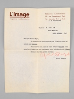 [ Lettre signée adressée par Roland Dorgelès à Maurice Magre :] Lettre signée à en-tête de 'L'Image, magazine hebdomadaire', datée du 21 juillet 1952 : 'Monsieur M. Magre, Hôtel Napoléon