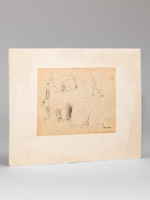 Dessin original au crayon signé par l'artiste [ étude de lièvre ]