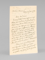 1 L.A.S. de René Bazin [ Il exprime son amitié à son correspondant, fait l'éloge de l'ouvrage 'Lucile' par Madame Deleau, et transmets la prière du bibliothécaire de la 'National University' de Dublin, 18 Hawking