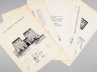 Egypte [ Le Temple de Khons - Le Temple d'Horus à Edfou - Dossier manuscrit d'un élève architecte de 2e classe de l'ERAB (Ecole Régionale d'Architecture de Bordeaux) en 1962 ]