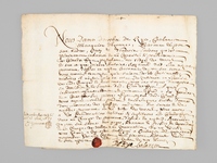 Acte de nomination dat&eacute; de 1678, sign&eacute; par Dorothee De Rye, Marquise d'Hyenne, Baronne de Port-sur-Sa&ocirc;ne : nomination de Claude Fyot comme procureur pour la baronnie de Balan&ccedil;on, en remplacement de Pierre Antoine Regnault : 'Sca