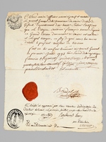 [ Certificat de civisme pour la commune de Vaivre, District de Vesoul, Haute-Sa&ocirc;ne, dat&eacute; du premier juillet 1793 : ] 'Nous maire officiers municipaux et notables [ ... ] le conseil G&eacute;n&eacute;ral de la commune de Vaivre district de Ves