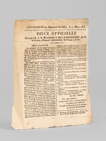 Pi&egrave;ce Officielle envoy&eacute;e &agrave; S. A. R. Monseigneur le Duc d'Angoul&ecirc;me, par M. le Comte d'Osmont, ambassadeur de France &agrave; Turin [ Suppl&eacute;ment au M&eacute;morial Bordelais, le 27 mars 1815 ] 'Les puissances qui ont sign&