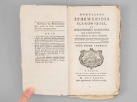 Nouvelles &Eacute;ph&eacute;m&eacute;rides &Eacute;conomiques, ou Biblioth&egrave;que raisonn&eacute;e de l'histoire, de la morale et de la politique. 1776. Tome premier [ Janvier 1776 : Contient : ] M&eacute;moire sur l'imp&ocirc;t que paient &agrave; Pa