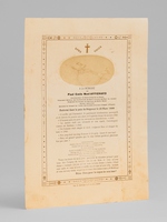 [ Souvenir pieux angevin avec photographie d'un dessin du gisant :] 'A la m&eacute;moire de Paul Emile No&euml;l Affichard, Commandeur de Saint Gr&eacute;goire le Grand, Pr&eacute;sident g&eacute;n&eacute;ral des Conf&eacute;rences de Saint Vincent-de-Pau