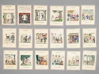Agenda des 3 Selliers [ Lot de 174 vignettes : ] Arm&eacute;es : 18 vignettes, 1957, accroc central au Printemps - Tourisme europ&eacute;en : 18 vignettes, 1958 - Transports : 18 vignettes, 1959 (?) petit accroc au titre - Sport et Chasse : 18 vignettes,
