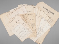 [ Ensemble de 19 lettres autographes sign&eacute;es dat&eacute;es de 1858 &agrave; 1871, r&eacute;dig&eacute;es par Jean Dumora, notaire &agrave; La Teste, adress&eacute;es &agrave; son ami Courbin, ancien maire de Mios ; on joint un prospectus &eacute;le