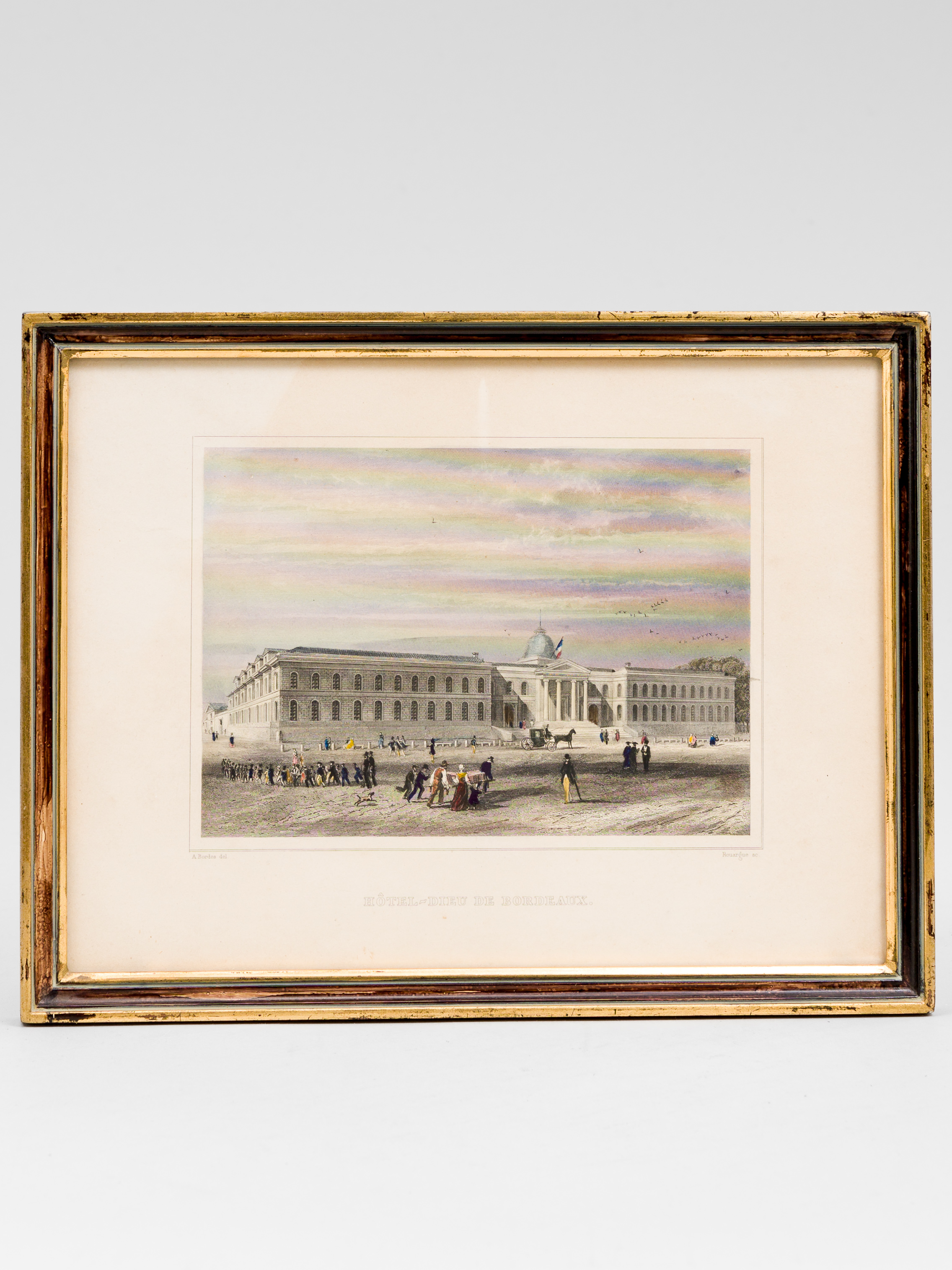 photo n°5 : Hôtel-Dieu de Bordeaux [ Gravure originale en couleurs de l'Hôpital Saint-André ]