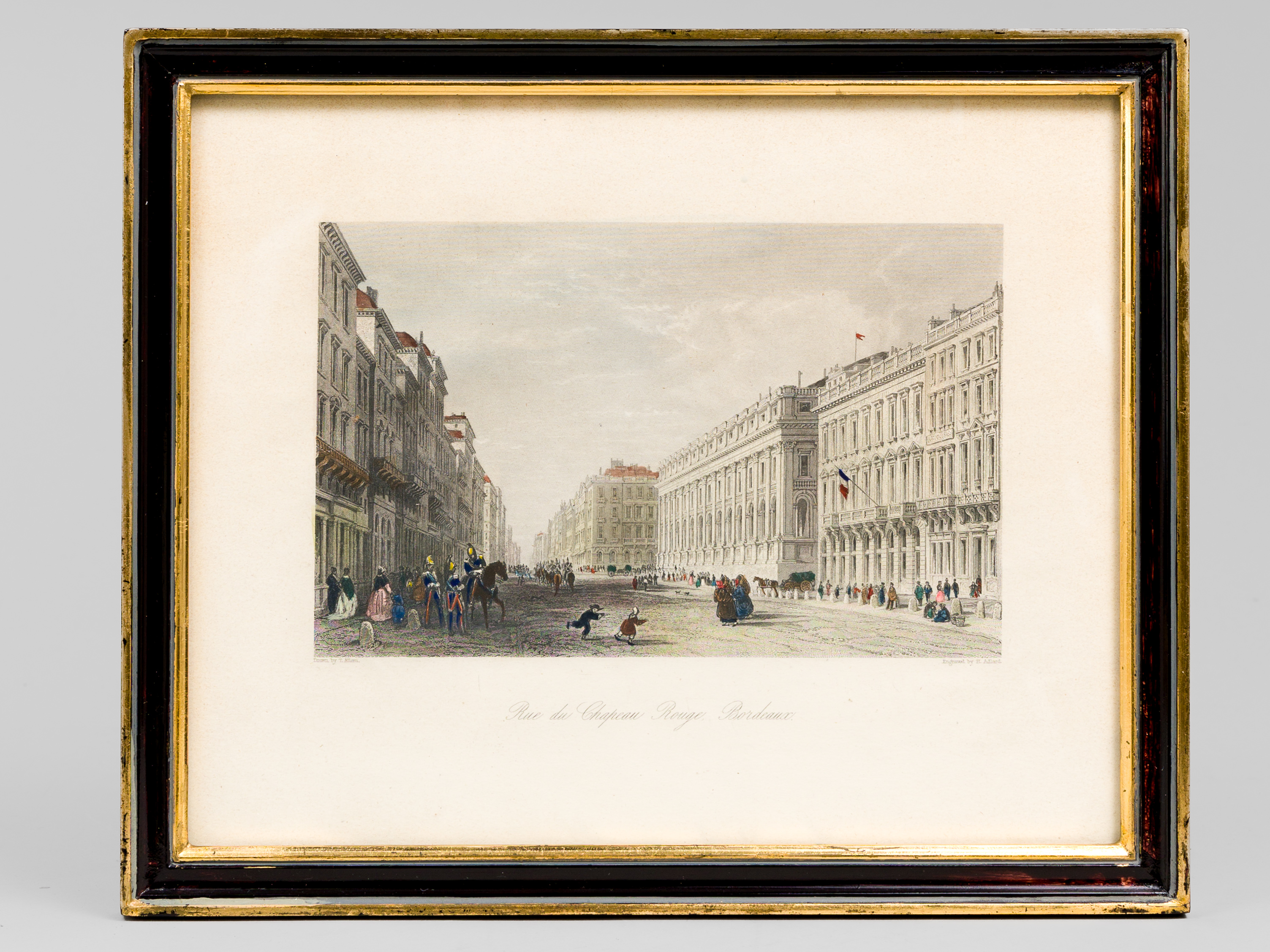 photo n°5 : Rue du Chapeau-Rouge, Bordeaux [ Gravure originale en couleurs du Cours du Chapeau-Rouge à Bordeaux ]
