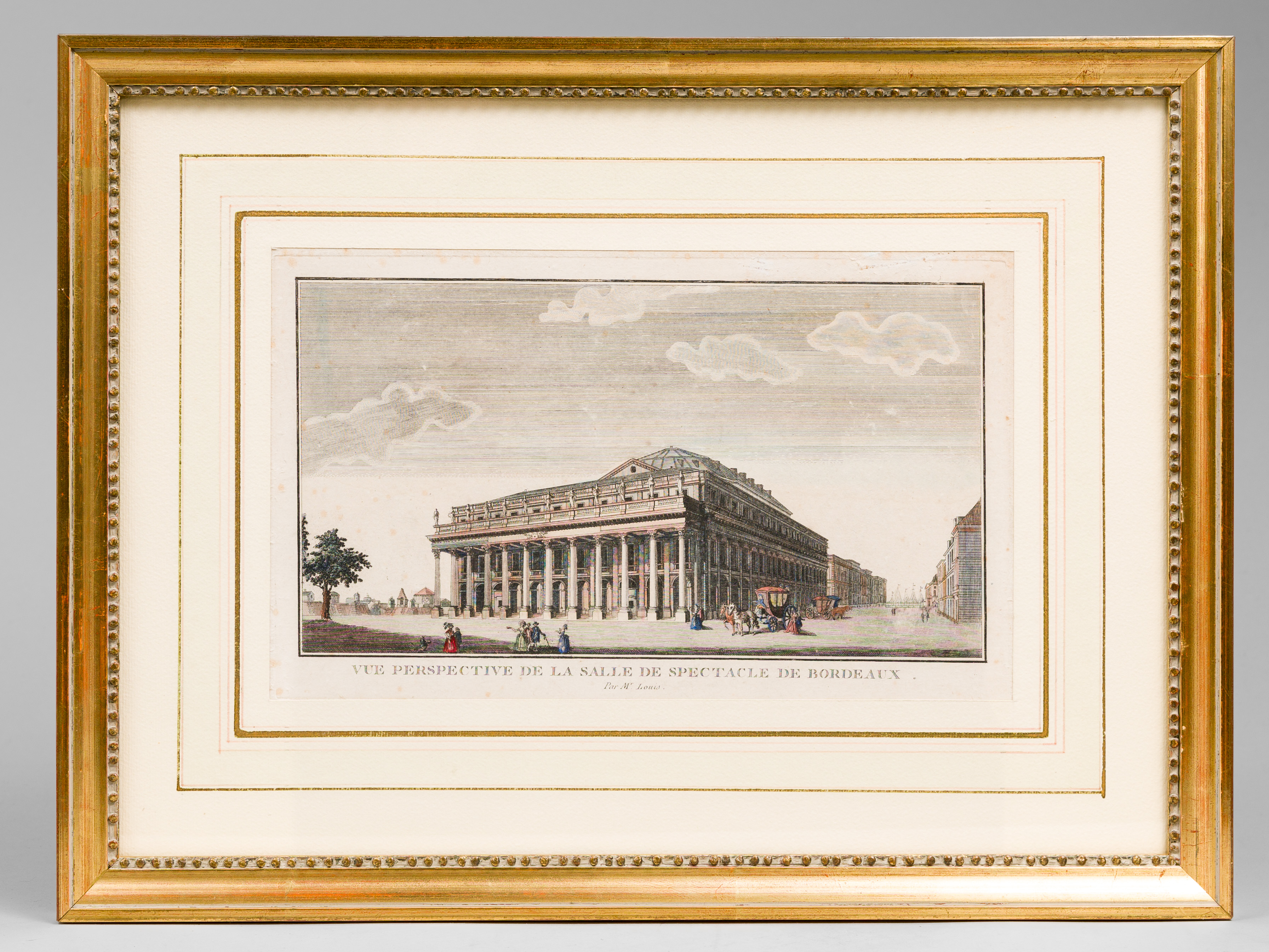 photo n°5 : Vue perspective de la Salle de Spectacle de Bordeaux par M. Louis [ Gravure rehaussée en couleurs du Grand Théâtre de Bordeaux ]