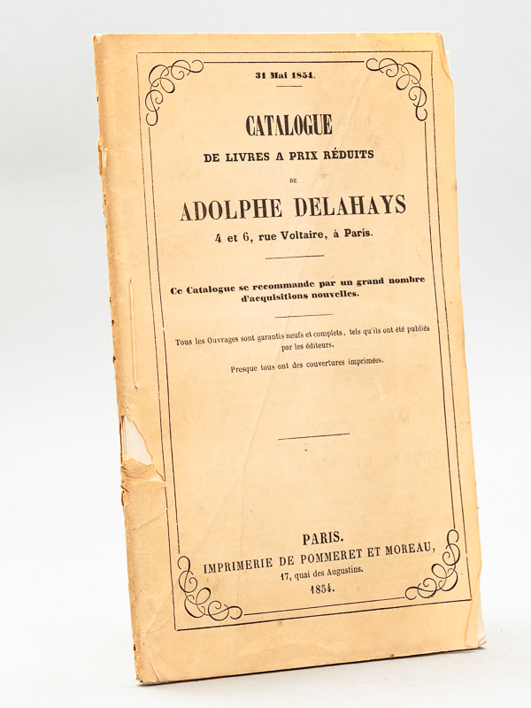 photo n°7 : 31 Mai 1854 Catalogue de Livres à prix Réduits de Adolphe Delahays 4 et 6 rue Voltaire, à Paris
