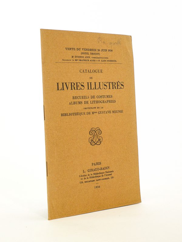 photo n°8 : Catalogue de livres illustrés, recueils de costumes, albums de lithographies, provenant de la bibliothèque de Mme Gustave Meunié. Vente du vendredi 26 juin 1936 (Hôtel Drouot)