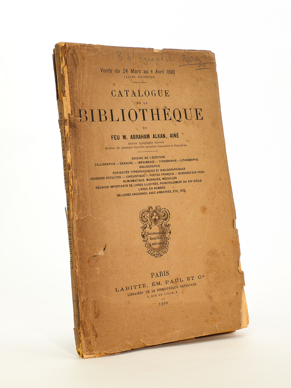 photo n°8 : Catalogue de la Bibliothèque de feu M. Abraham Alkan aîné, Ancien typographe breveté, Membre de plusieurs sociétés savantes françaises et étrangères. : Origine de l'écriture - Calligraph