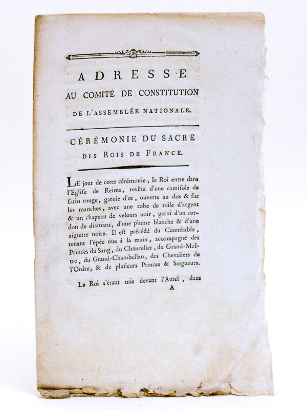 photo n°4 : Adresse au Comité de Constitution de l'Assemblée Nationale. Cérémonie du Sacre des Rois de France.