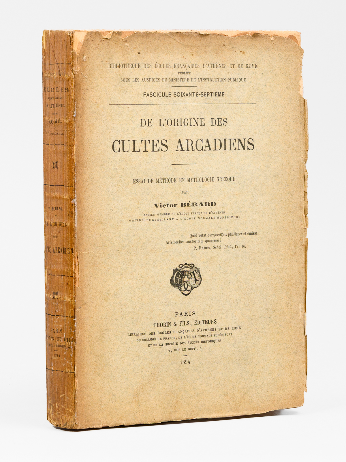 photo n&deg;8 : De l'origine des cultes arcadiens. Essai de m&eacute;thode en mythologie grecque [ Edition originale ]