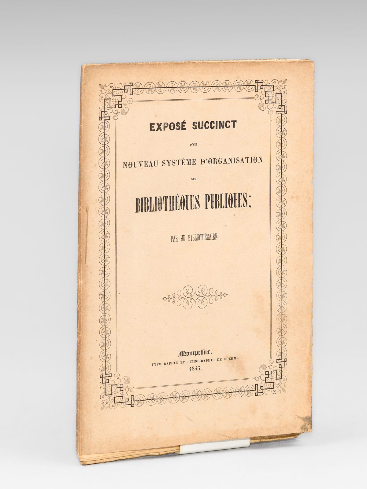 photo n°8 : Exposé succinct d'un nouveau Système d'organisation des Bibliothèques Publiques [ Edition originale ]