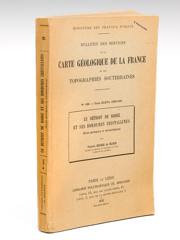 photo n°9 : Le Détroit de Rodez et ses Bordures Cristallines (Etude géologique et morphologiques). Bulletin des Services de la Carte Géologique de la France et des Topographies Souterraines. N° 188 - Tome XXXVI, 1932-1933