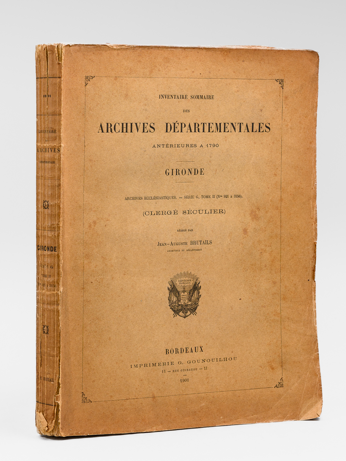 photo n&deg;8 : Inventaire sommaire des archives d&eacute;partementales ant&eacute;rieures &agrave; 1790 - Gironde - Archives eccl&eacute;siastiques s&eacute;rie G Tome II (n&deg; 921 &agrave; 3156) Clerg&eacute; S&eacute;culier