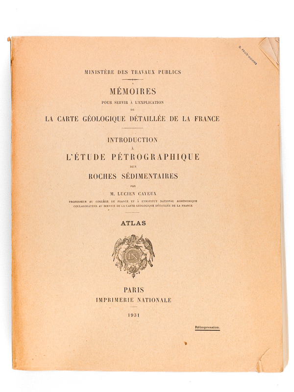 photo n°11 : Mémoires pour servir à l'Explication de la Carte géologique détaillée de la France. Introduction à l'Etude pétrographique des Roches sédimentaires. Texte et Atlas (2 Tomes - Complet)