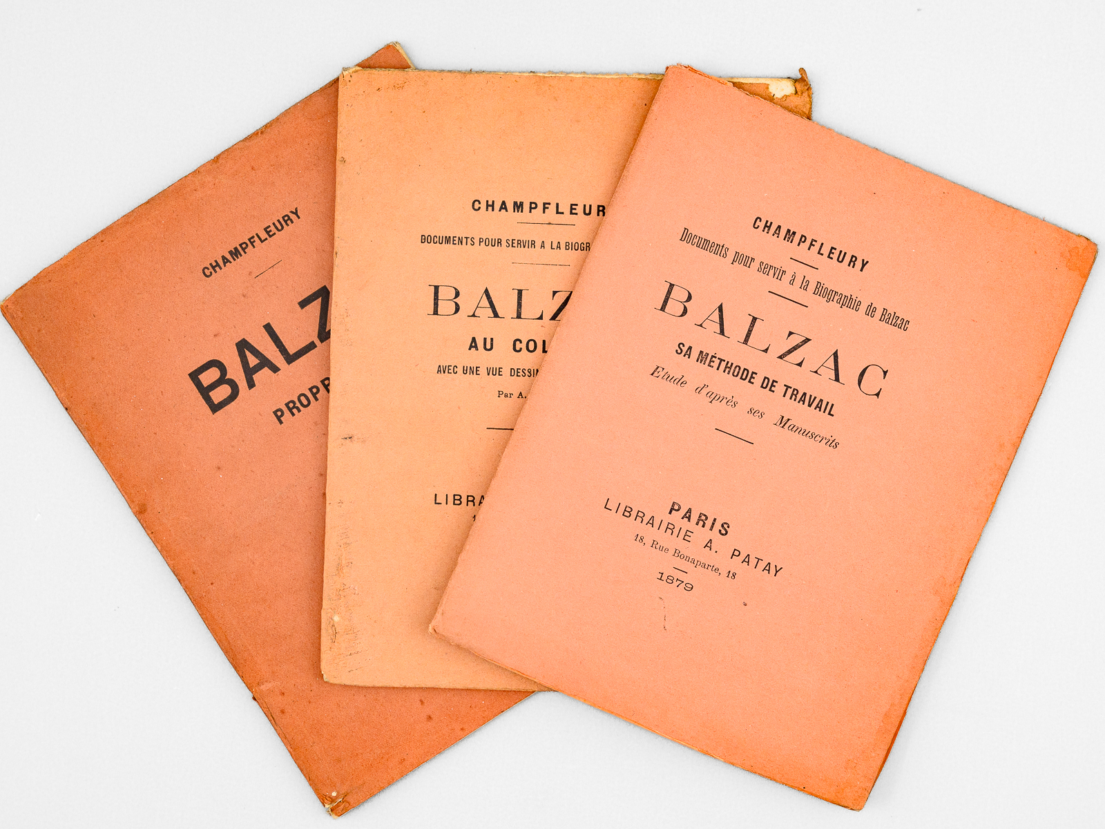 photo n°11 : [ Documents pour servir à la Biographie de Balzac : ] Balzac propriétaire [ On joint : ] Balzac au Collège avec une vue dessinée d'après nature par A. Queyroy [ On joint : ] Balzac. Sa méthode de travail. Etude d'