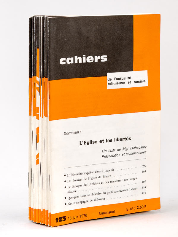 photo n°15 : Cahiers de l'Actualité Religieuse et Sociale ( 1e semestre 1976 - complet 11 numéros dont un double) :  n° 112 A quel âge la retraite ? 113 L'évangélisation dans le monde moderne, exhortation de Paul VI ; 114 Grandes