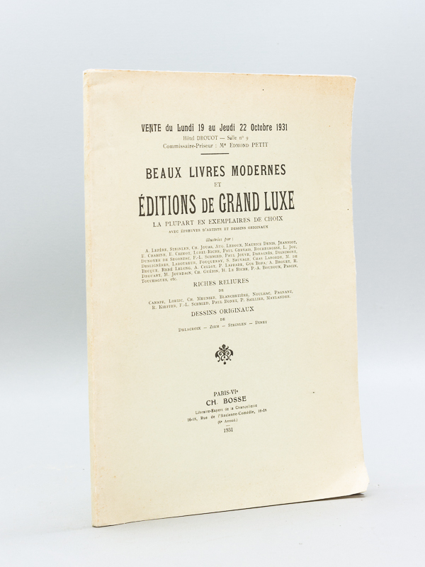 photo n°7 : Catalogue de Beaux Livres Modernes et d'Editions de Grand Luxe, la plupart en exemplaires de Choix avec épreuves d'artiste et dessins originaux illustrées par A. Lepère, Steinlen, Jouas, Leroux, Maurice Denis, Schmied, Paul Jouve, Lab