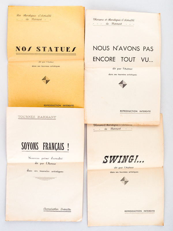 photo n°7 : Chansons et Monologues d'Actualités de Harmant. Tournées Harmant [ Lot de 4 brochures ] Nos Statues ; Soyons Français ; Nous n'avons pas encore tout vu... ; Swing !...