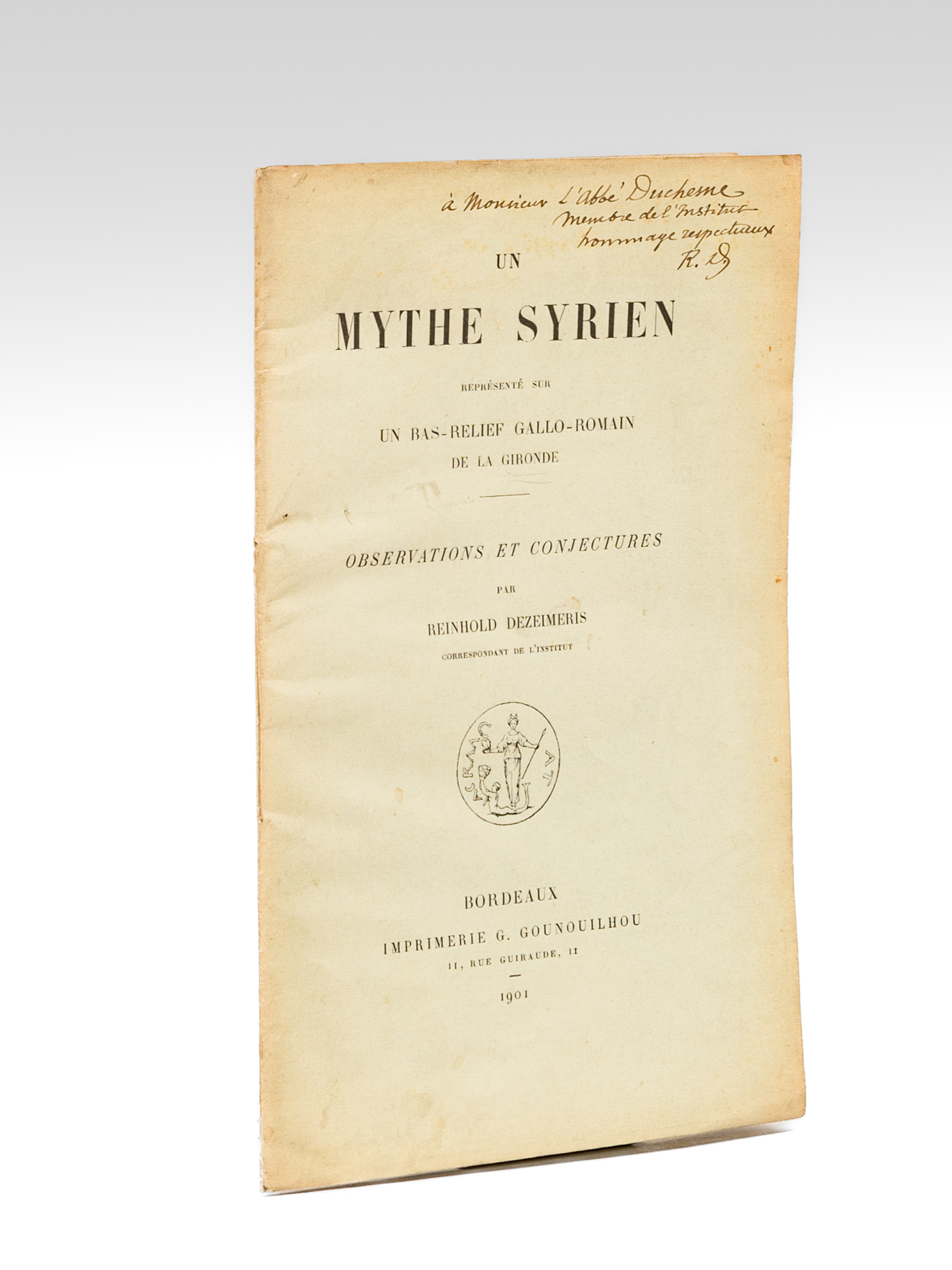 photo n°8 : Un Mythe Syrien représenté sur un bas-relief gallo-romain de la Gironde. Observations et Conjectures [ Edition originale - Livre dédicacé par l'auteur ]