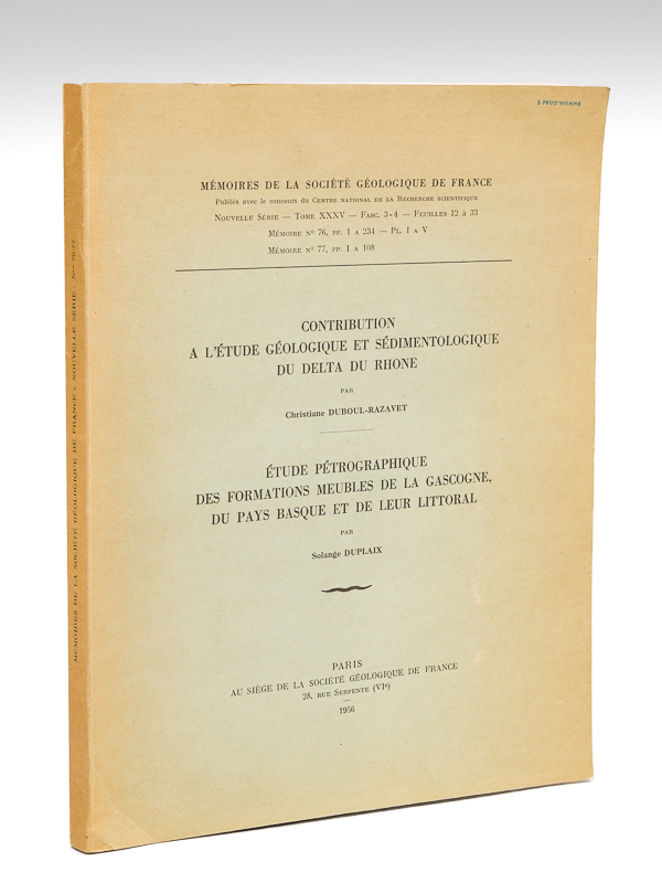 photo n°9 : Contribution à l'Etude géologique et sédimentologie du Delta du Rhône par Christiane Duboul-Razavet [ Suivi de : ] Etude pétrographique des Formations meubles de la Gascogne du Pays Basque et de leur Littoral [ Edition or