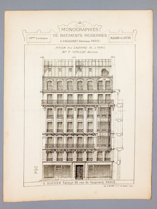 photo n°6 : Monographies de Bâtiments Modernes -  Maison rue Lagrange 14 à Paris, Mr. P. Wallon Architecte