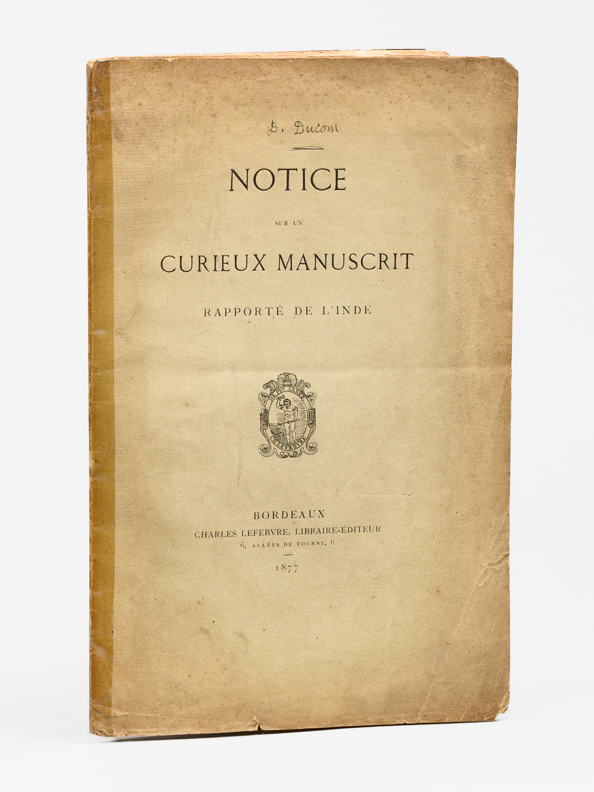 photo n&deg;8 : Notice sur un curieux manuscrit rapport&eacute; de l'Inde [ Edition originale ]