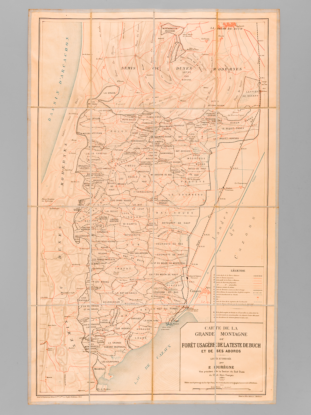 photo n°7 : Carte de la Grande Montagne ou Forêt usagère de La Teste de Buch et des abords [ Edition originale ] Levée et dressée par E. Durègne, Vice Président de la Section du Sud-Ouest du Club Alpin Français