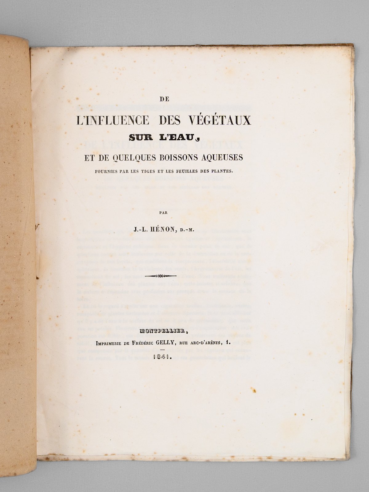photo n°6 : De l'Influence des Végétaux sur l'Eau, et de quelques Boissons aqueuses, fournies par les Tiges et les Feuilles des Plantes [ Edition originale ]