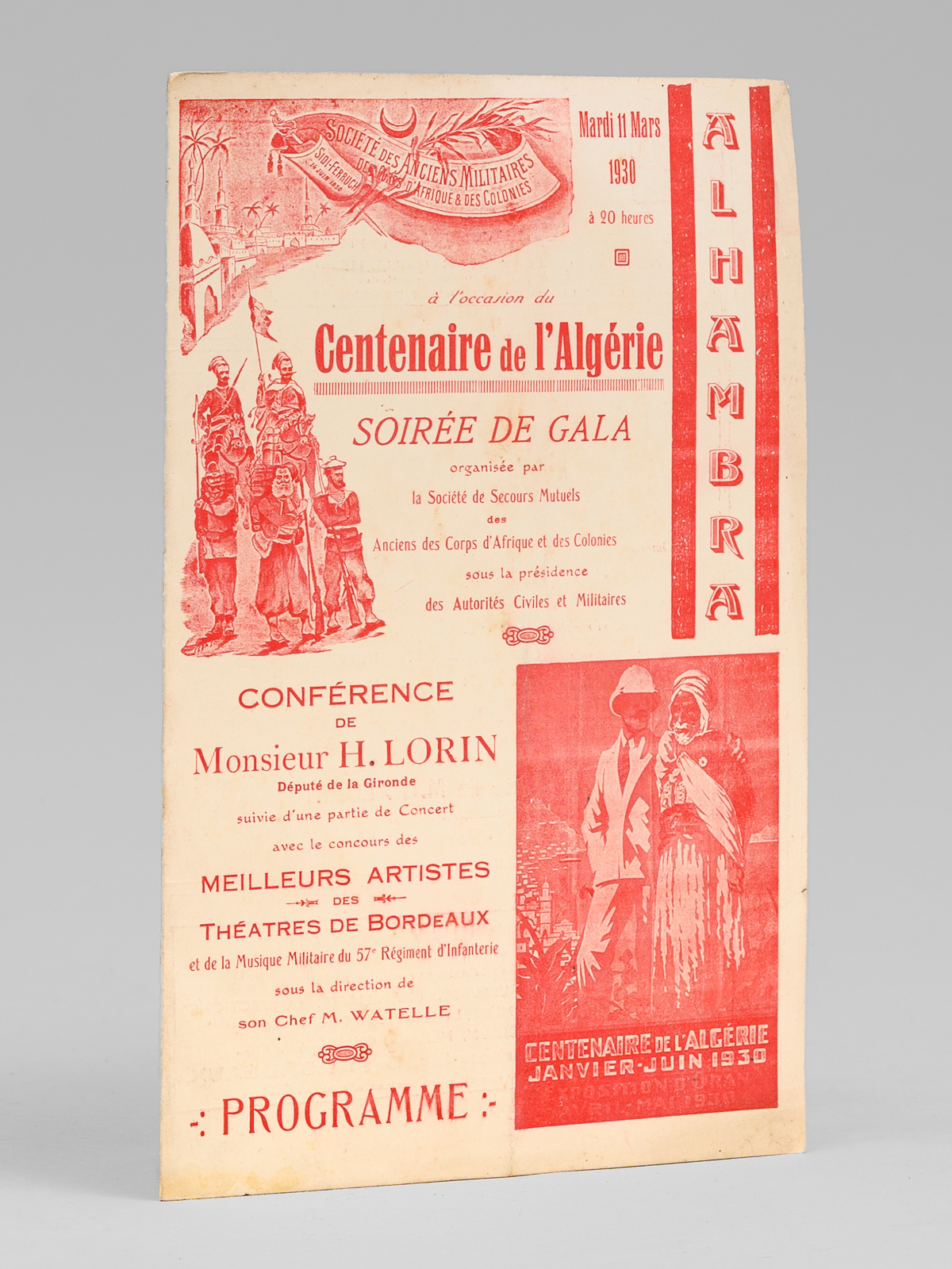 photo n&deg;6 : Centenaire de l'Alg&eacute;rie. Soir&eacute;e de gala. &Agrave; l'occasion du Centenaire de l'Alg&eacute;rie, Soir&eacute;e de gala organis&eacute;e par la Soci&eacute;t&eacute; de Secours Mutuels des Anciens des Corps d'Afrique et des Colonies sous la pr