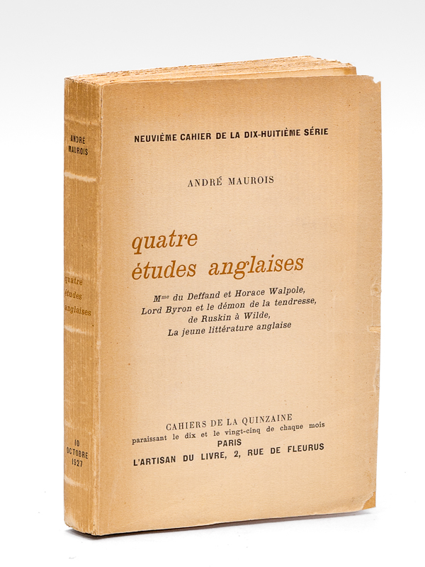 photo n°9 : Quatre études anglaises [ Edition originale ] Mme du Deffand et Horace Walpole - Lord Byron et le démon de la tendresse de Ruskin à Wilde - La jeune littérature anglaise